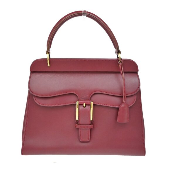 GUCCI Logo Top Handle Shoulder Hand Bag Leather Red GHW Italy - Picture 3 of 16